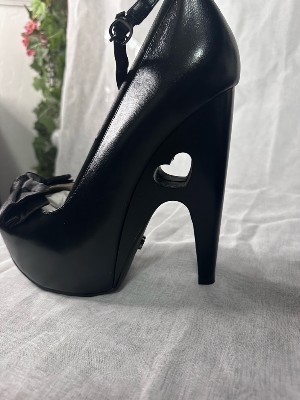 T.U.K Black Heart Cutout Platform Heels 11